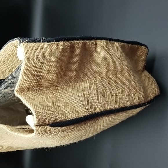 Mona B Eco friendly Americana Stars and Stripes Burlap Tote Bag - Picture 6 of 9